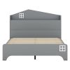 3-Pieces Bedroom Sets Full Size House Bed with Storage Headboard, Wooden Nightstand and Storage Dresser,Gray