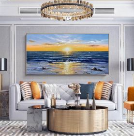 Abstract Wall Decor Palette Knife Oil Painting Seascape Picture Unframed Acrylic Canvas Wall Art Handmade Decorative Item (size: 50X70cm)
