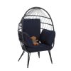 COOLMORE Egg Chair Wicker Outdoor Indoor Oversized Large Lounger with Stand Cushion Egg Basket Chair 350lbs Capacity for Patio, Garden Backyard Balcon