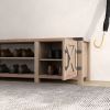 WESOME Modern Farmhouse Tobacco Wood Shoes Bench
