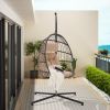Outdoor Garden Rattan Egg Swing Chair Hanging Chair Wood
